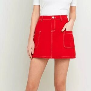 BDG | Urban Outfitters Red Denim Mini Skirt with Pockets Small